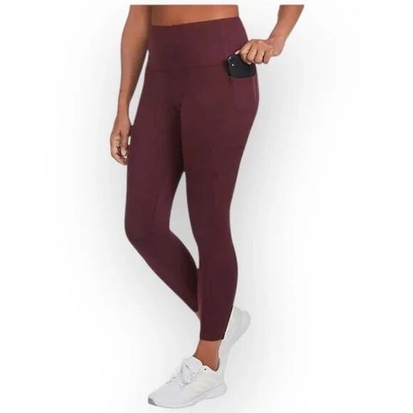 Danskin High Rise Brushed Athletic Leggings -Bright Plum (Size L) - Picture 2 of 7